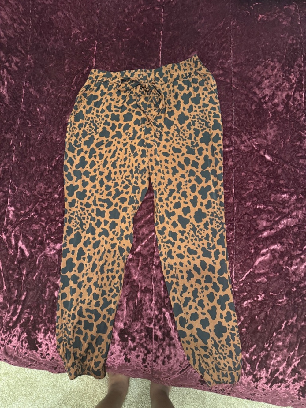 Brown Leopard Print Jogger Pants